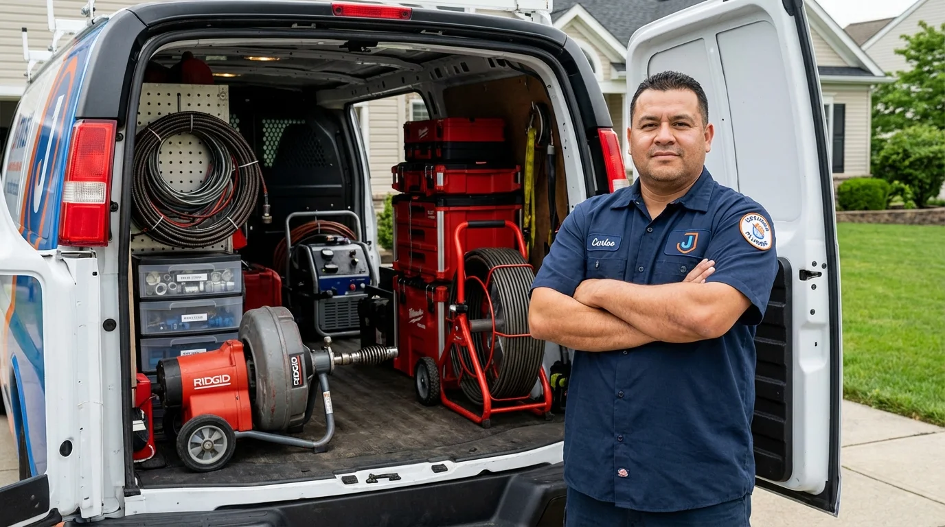 Professional drain cleaning equipment and Johns Plumbing LLC plumber in Rancho Santa Fe