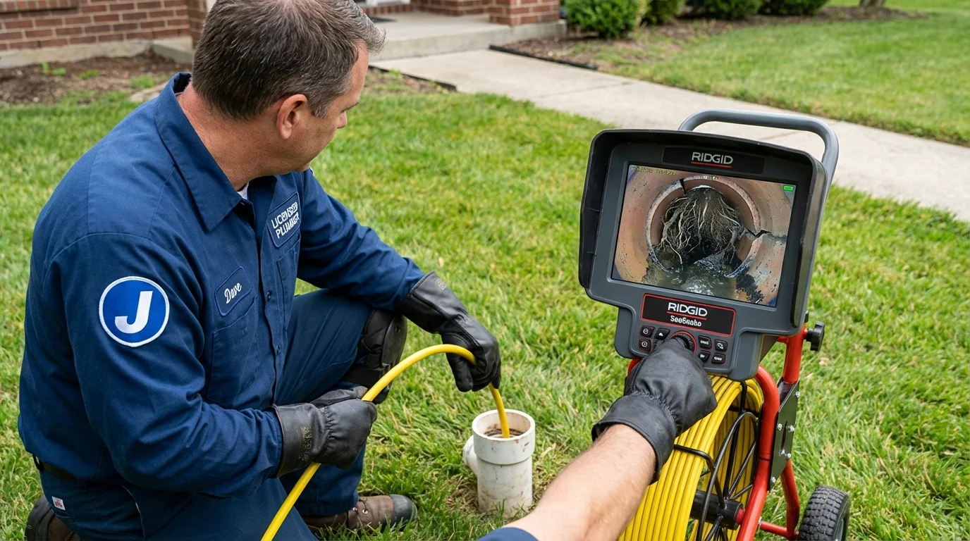 Sewer camera inspection being performed by Johns Plumbing LLC in Rancho Santa Fe